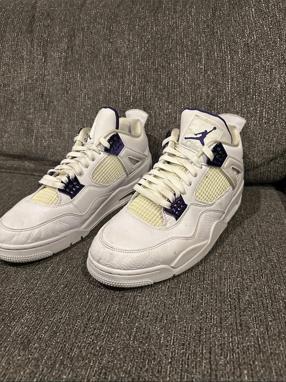 Jordan Men’s White and Purple Retro Sneakers